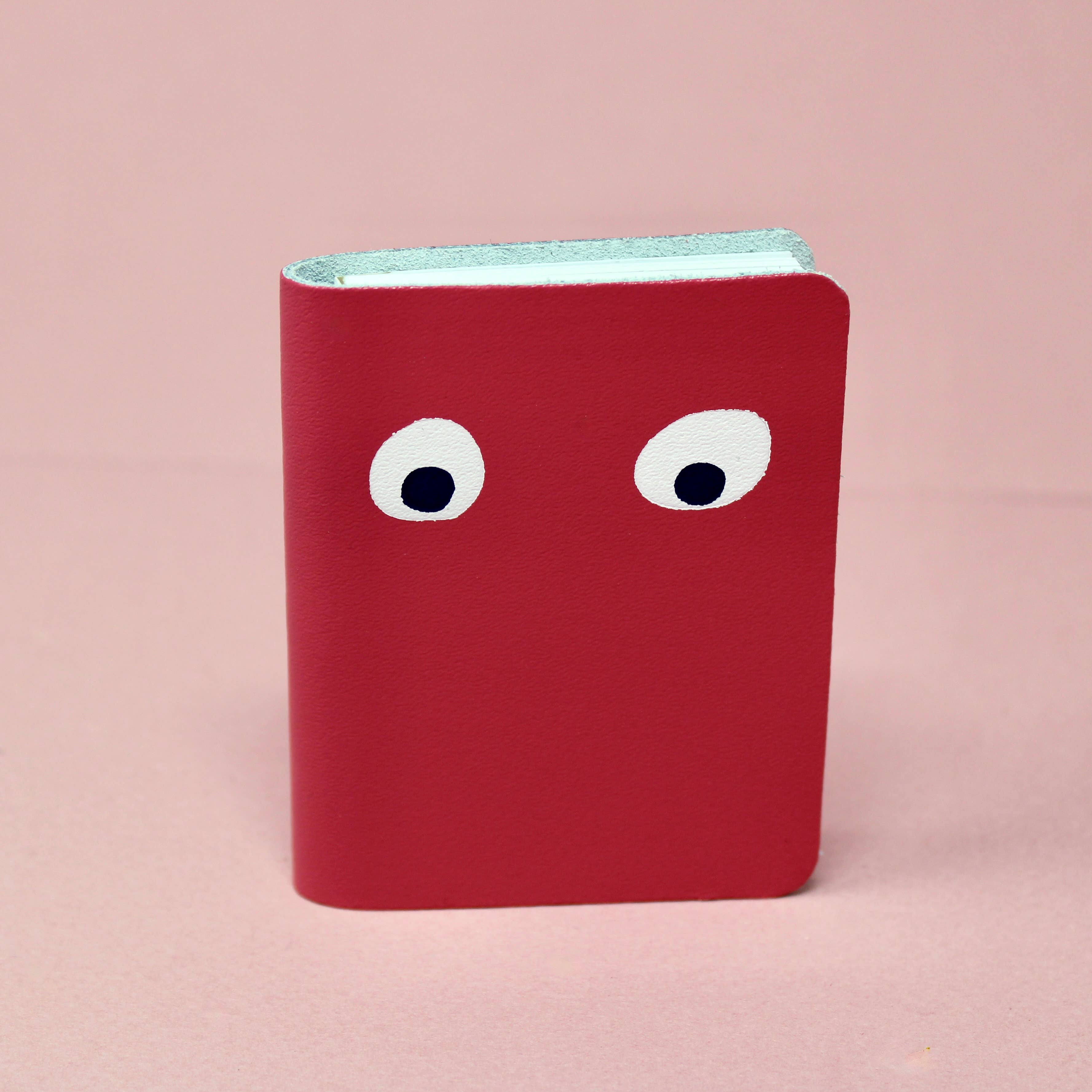 Googly Eye Mini Leather Notebook: Apple Green