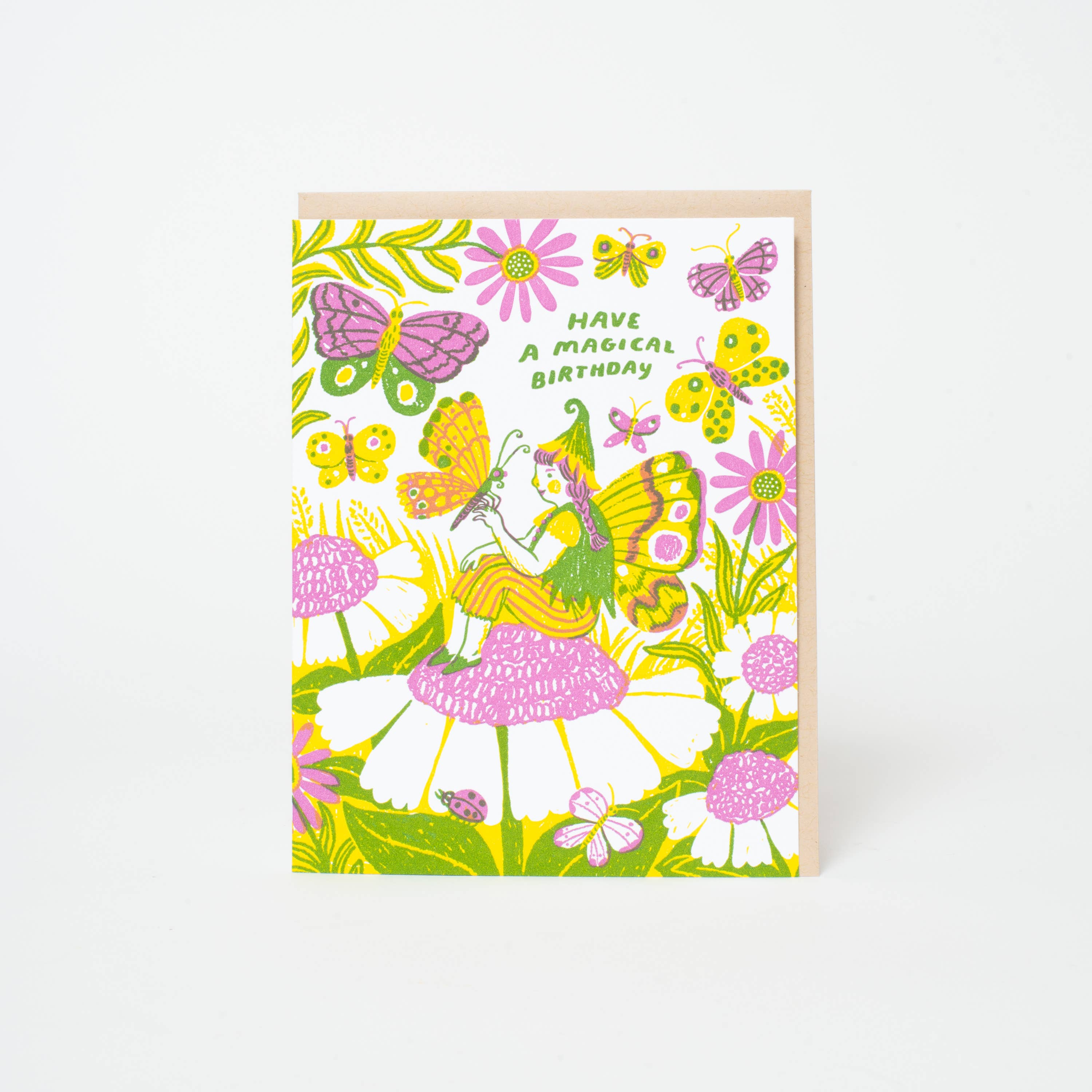 Magical Birthday Fairy Letterpress Greeting Card by Phoebe Wahl: Plastic sleeve