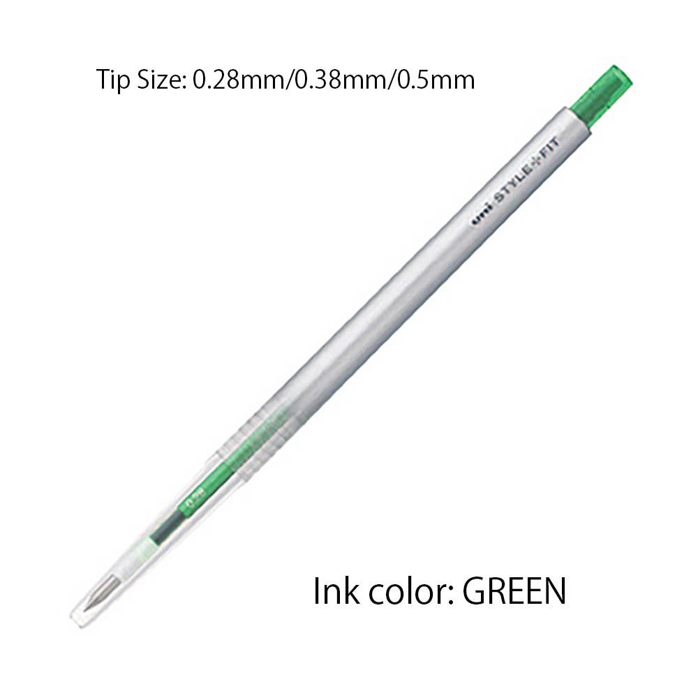 【JAPANESE】UNI MITSUBISHI STYLE FIT SINGLE COLOR SLIM GEL PEN: Lime Green / 0.38mm