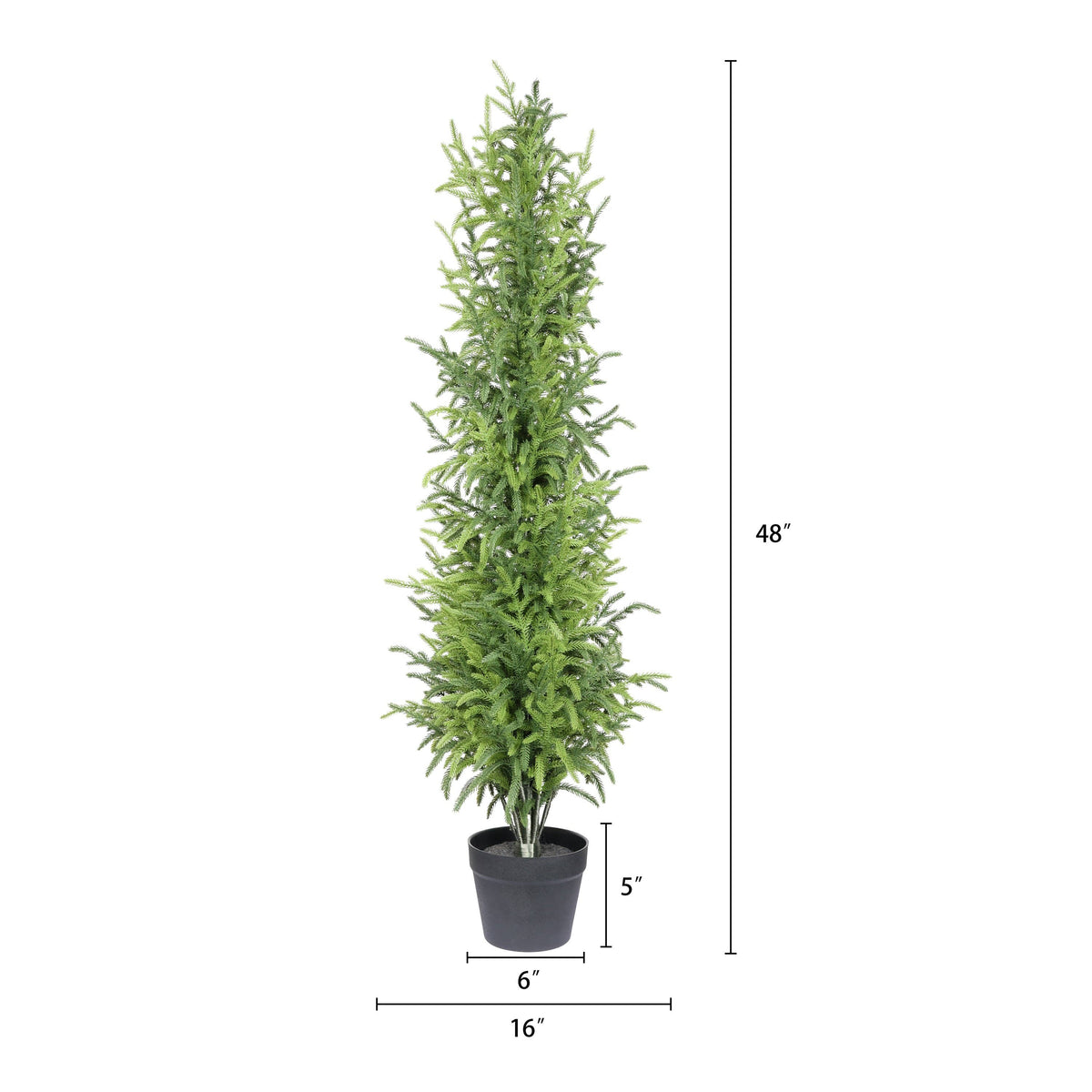 Artificial Pine Tree in Black Pot, 4- or 5-Foot, Single or Set of 2: 4' / 1pc/set