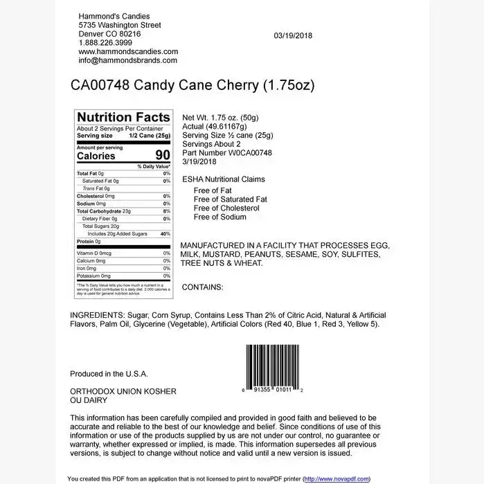 Hand-Spun Jumbo Candy Cane - 4-Flavor Assortment - 1.75 oz