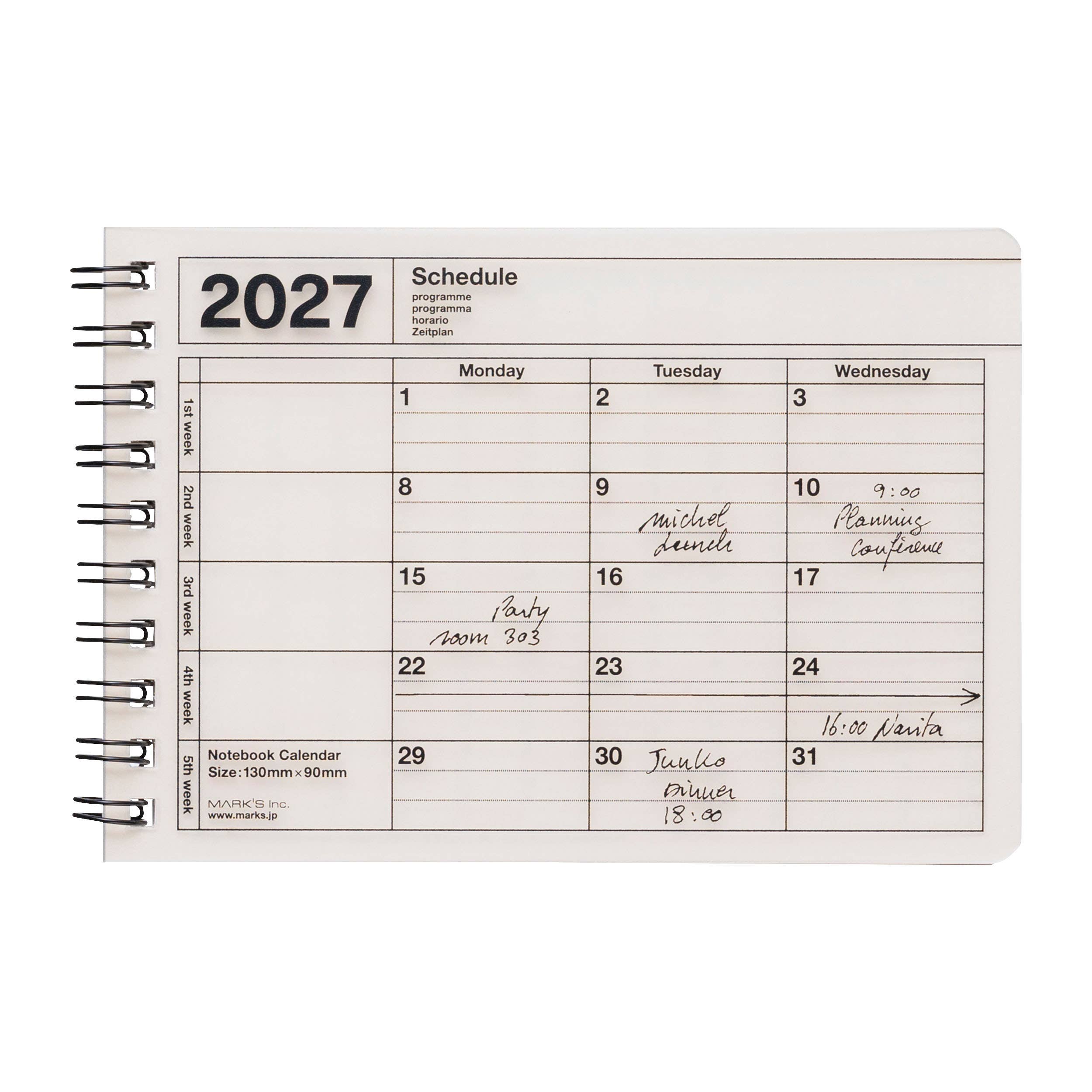 Notebook Calendar 2027 – Monthly Planner with Notes B7, XS : Ivory