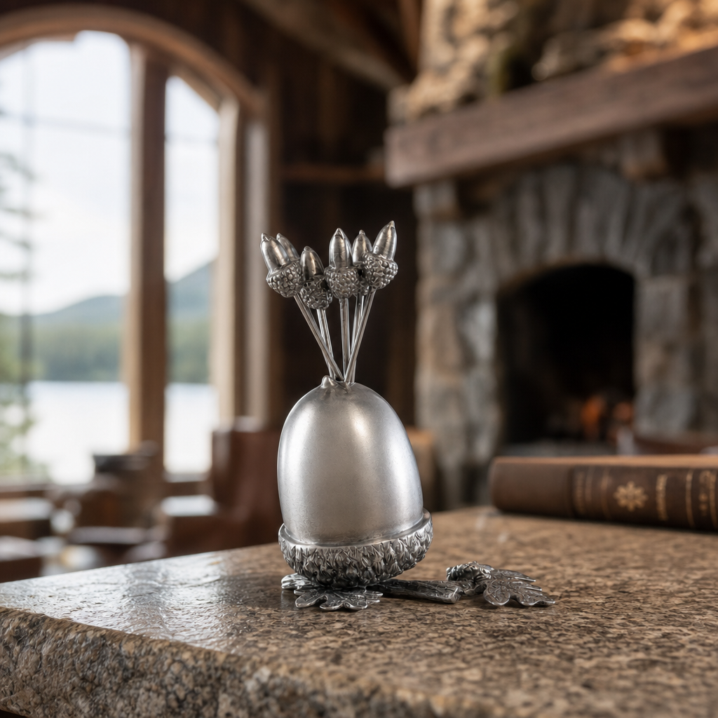Pewter Acorn Cheese Pick Set