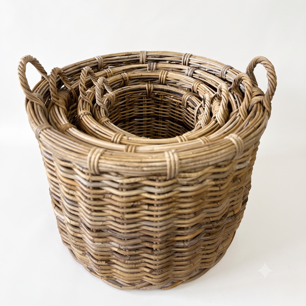 Black Mountain Rattan Round Basket: XLarge - 24" H
