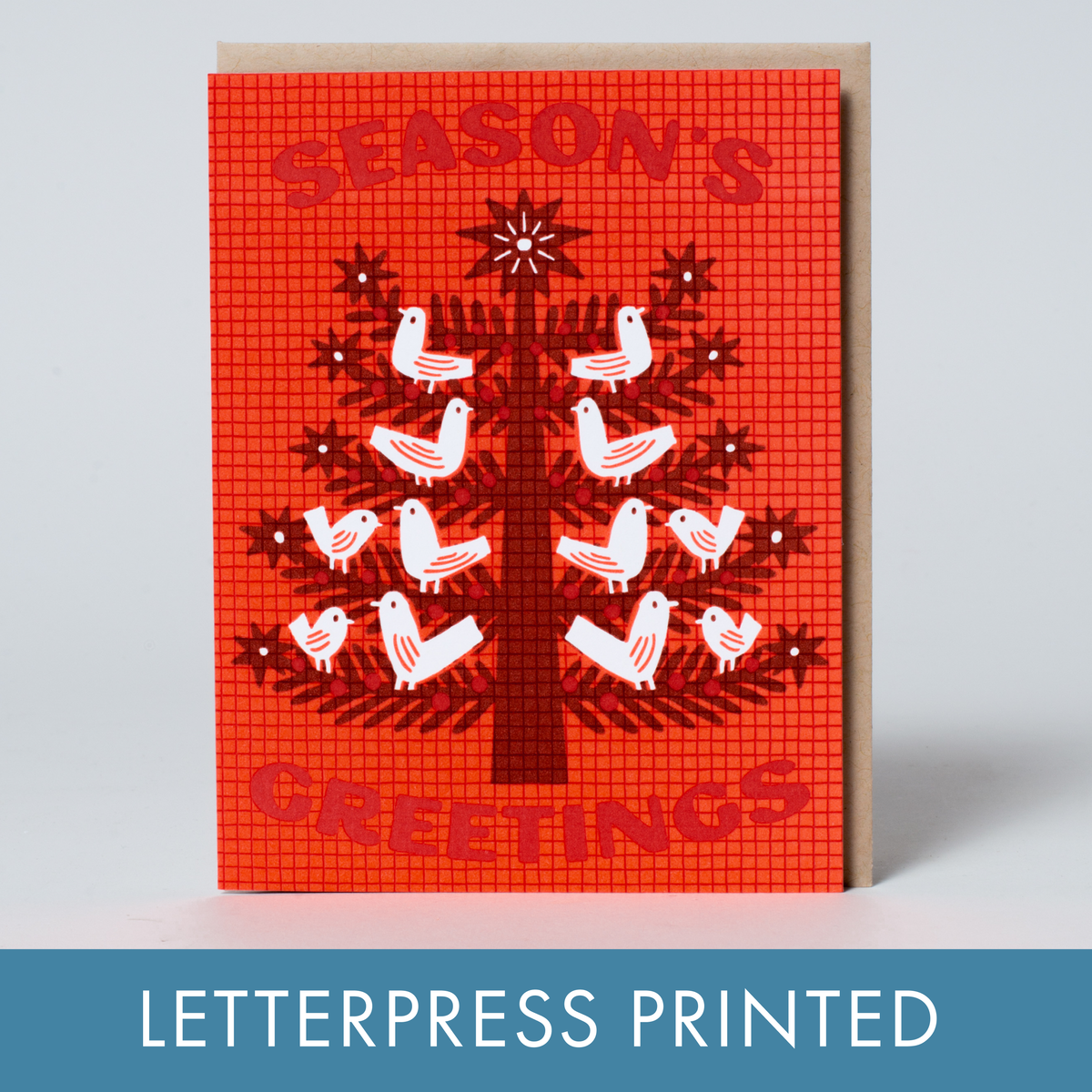 Holiday Doves Holiday Letterpress Card by Hello!Lucky: Plastic sleeve