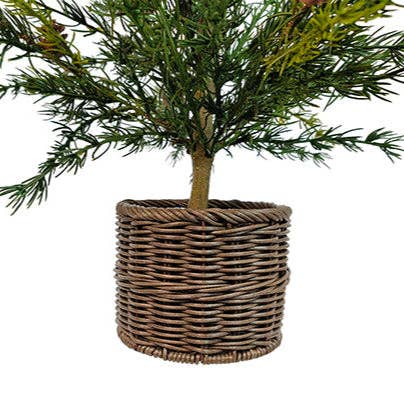Holiday Faux Pine Tree Set of 2, Basket, 2 ft