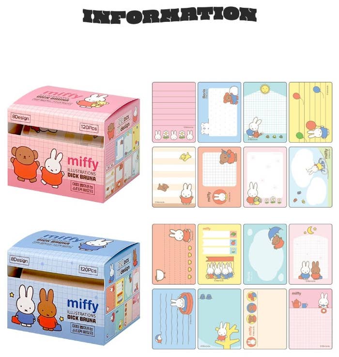 Miffy Pull-Out Sticky Memo Notes – 120 Sheets - Pink Box