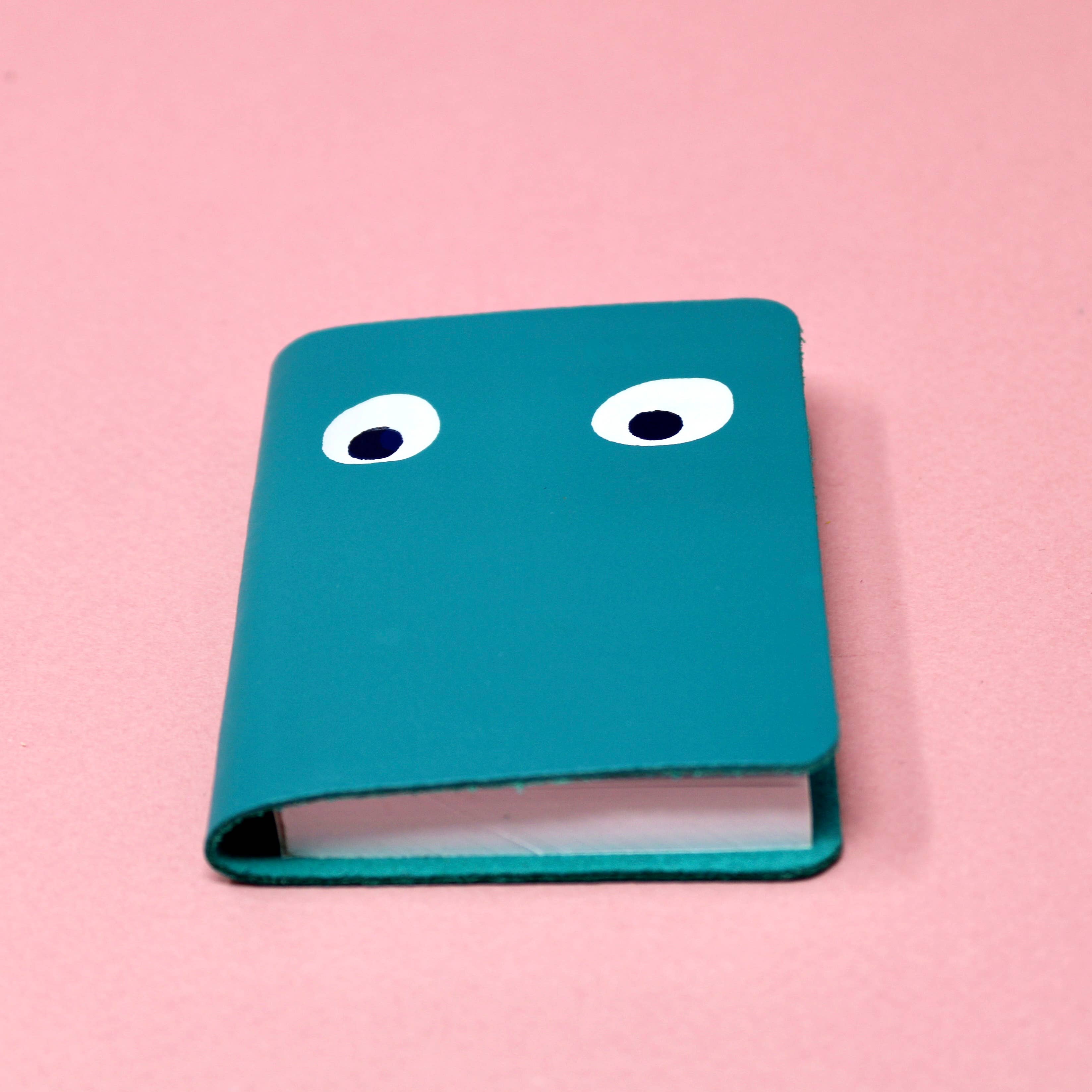 Googly Eye Mini Leather Notebook: Apple Green