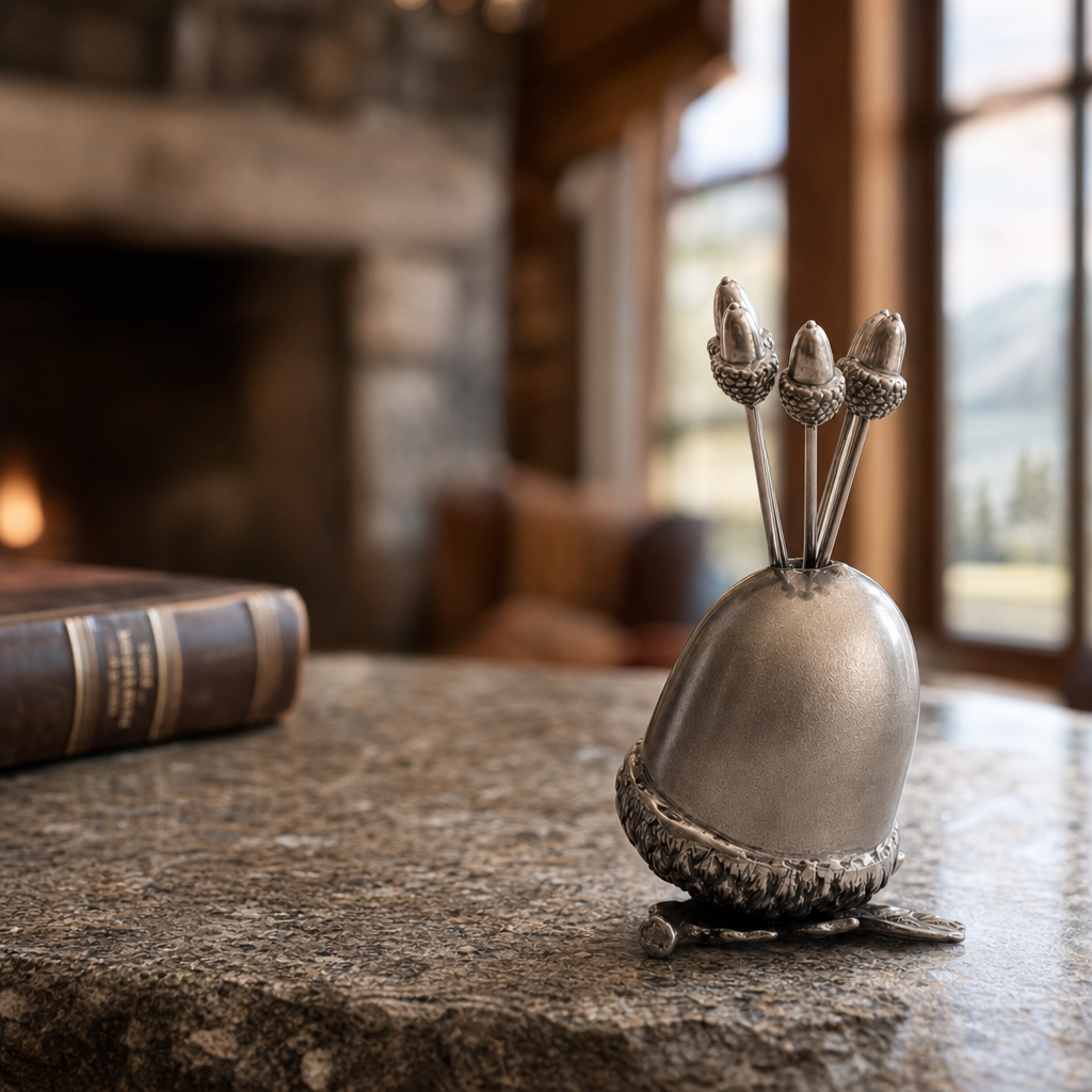 Pewter Acorn Cheese Pick Set