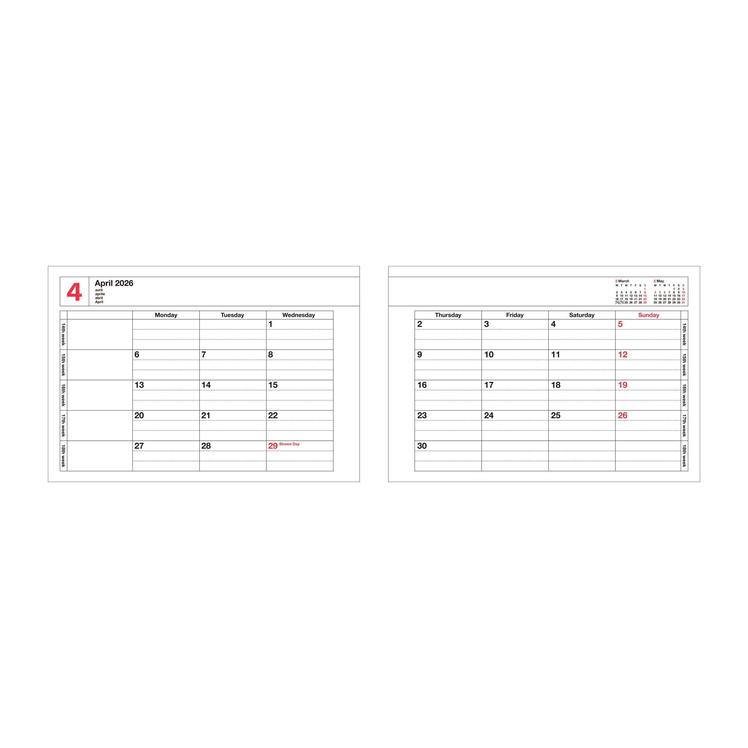 Notebook Calendar 2027 – Monthly Planner with Notes B7, XS : Black