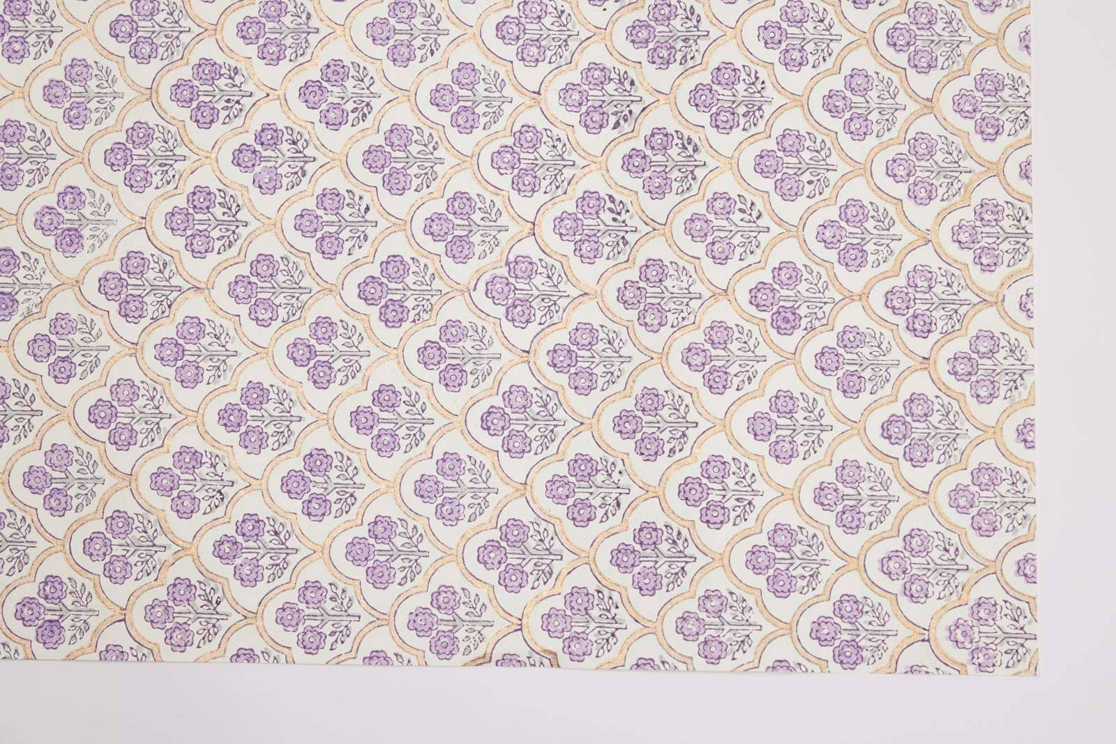 Block Printed Wrapping Paper Sheets - Trellis Lavender
