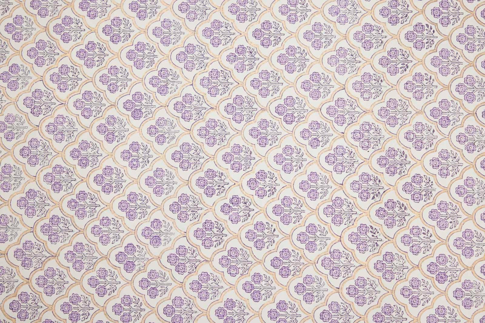 Block Printed Wrapping Paper Sheets - Trellis Lavender