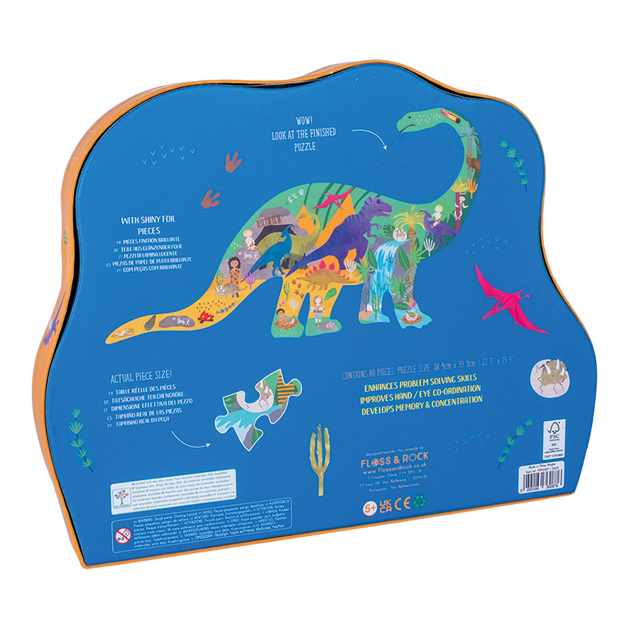 Dinosaur 80pc "Diplodocus" Jigsaw Puzzle in Shaped Box