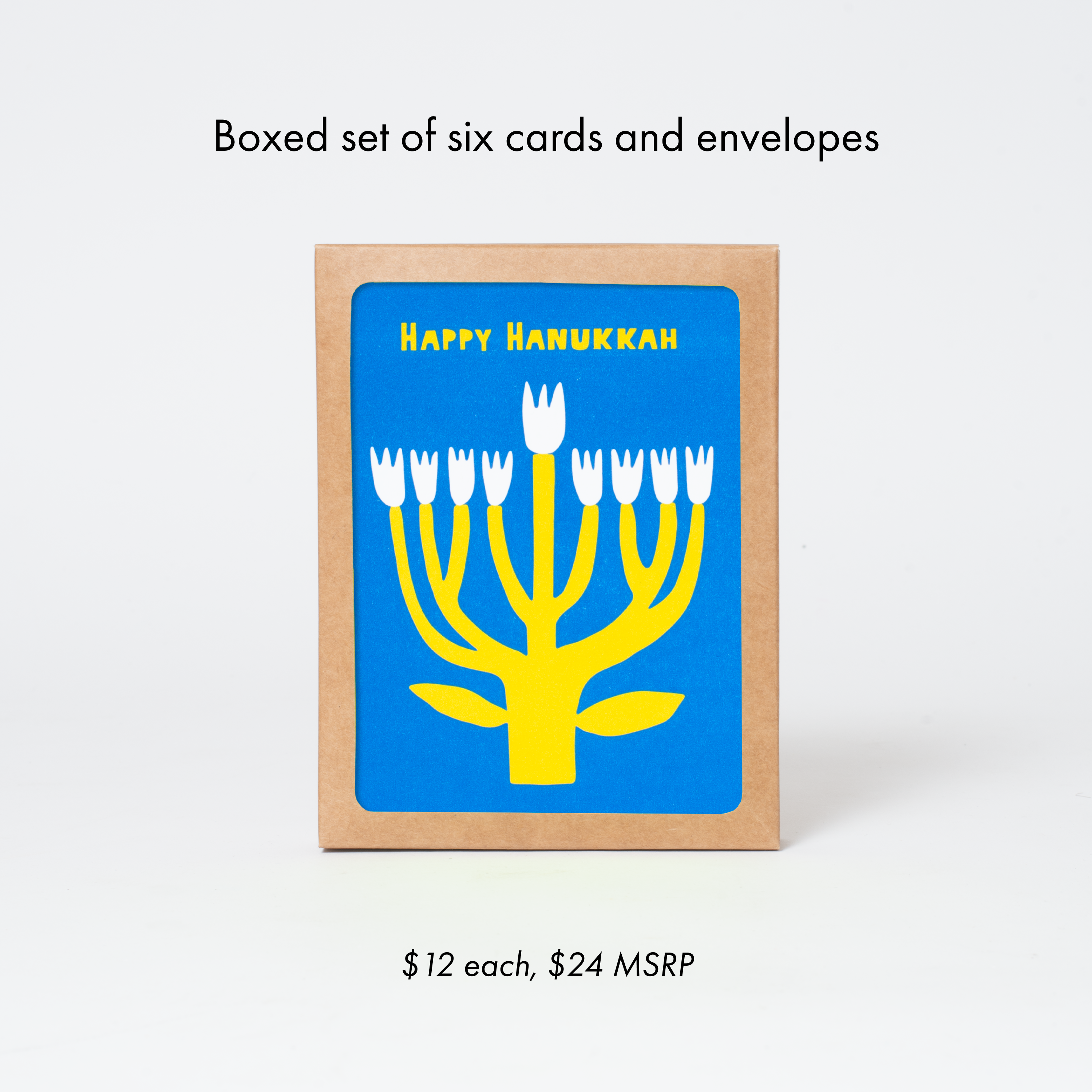 Hanukkah Flower Menorah Greeting Card by Suzy Ultman: Plastic sleeve