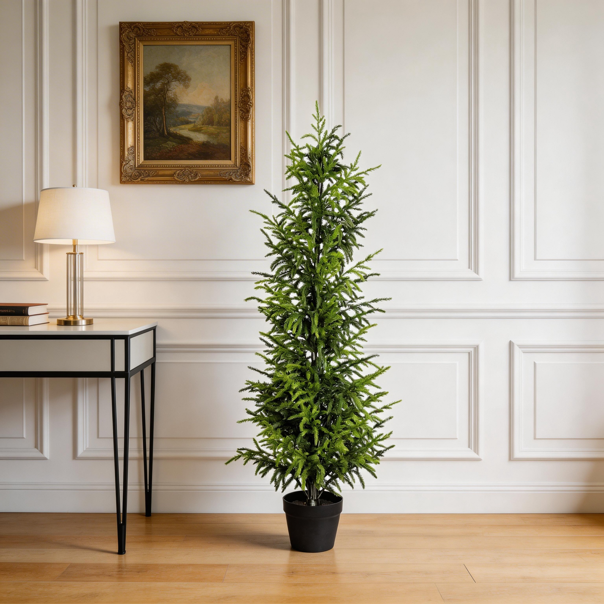 Artificial Pine Tree in Black Pot, 4- or 5-Foot, Single or Set of 2: 4' / 1pc/set