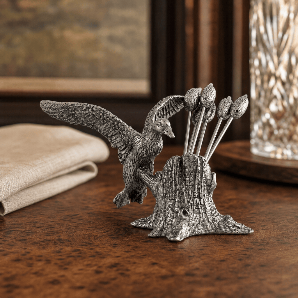 Pewter Mallard Duck Cheese Pick Set