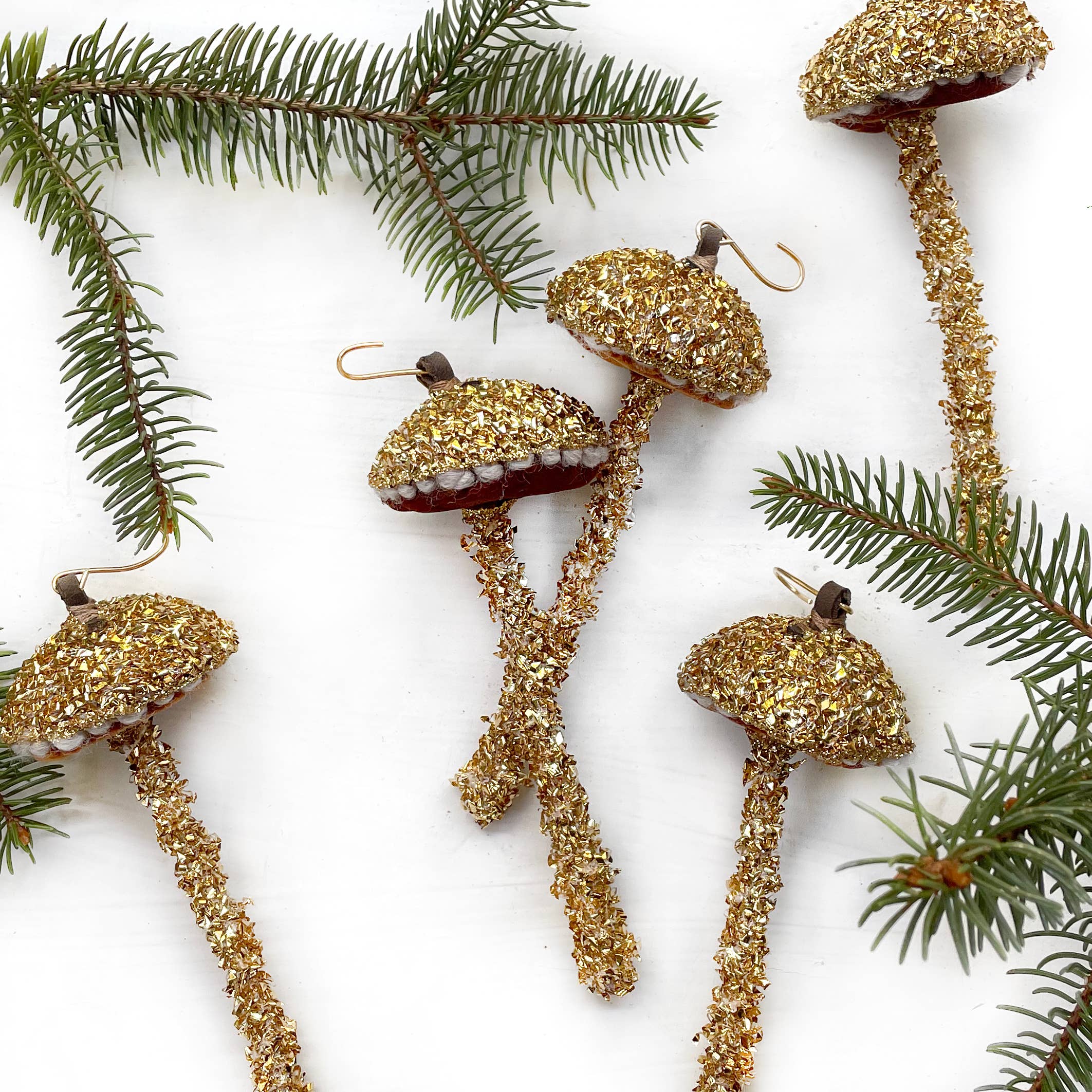 Glitter Mushroom Ornament - Gold