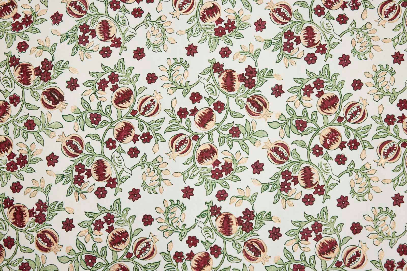 Block Printed Wrapping Paper Sheets - Pomegranate Cherry