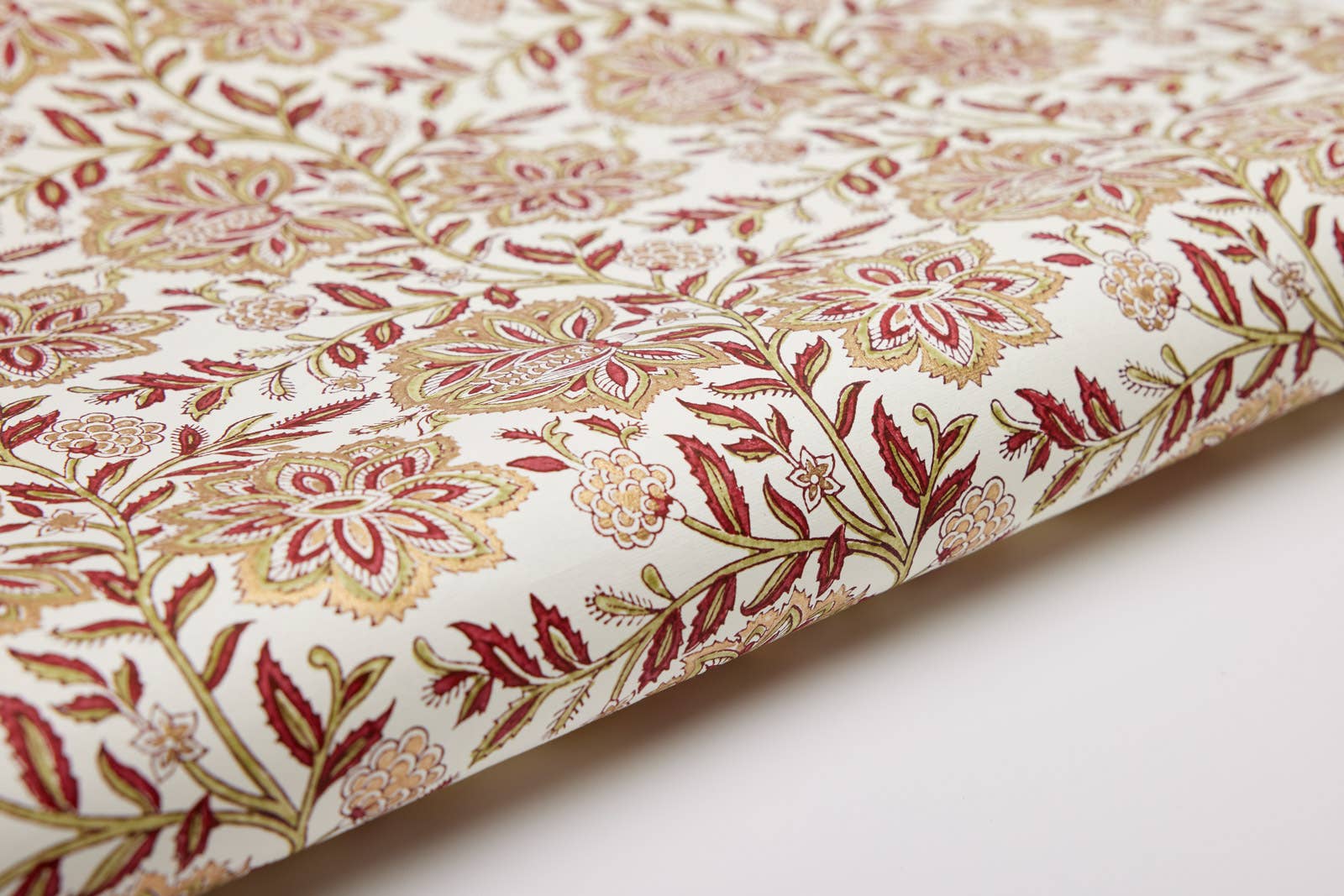 Block Printed Wrapping Paper Sheets - Dahlia Glitz Scarlet