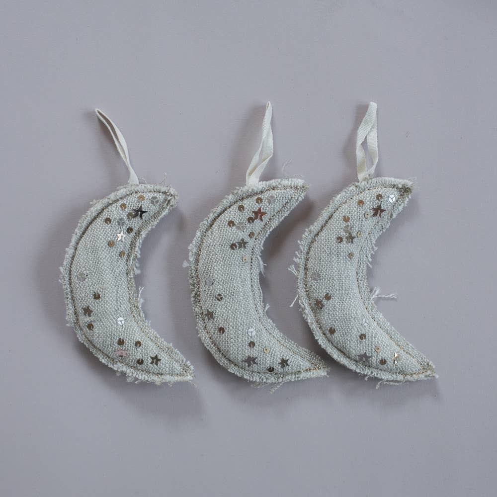 Metallic Confetti Moon - Cotton & Lavender filled Ornament: Canvas