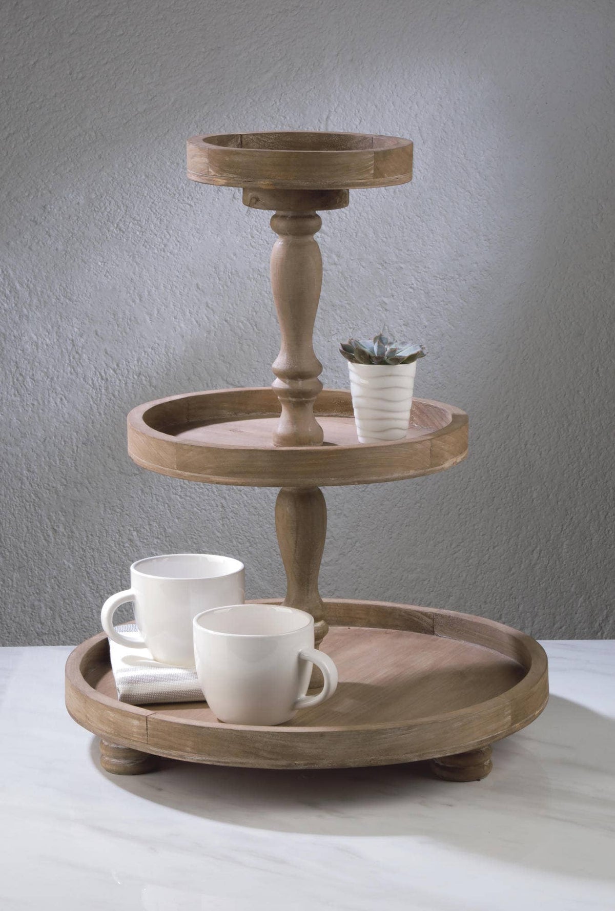 Three Tier Wooden Display Stands: Natural