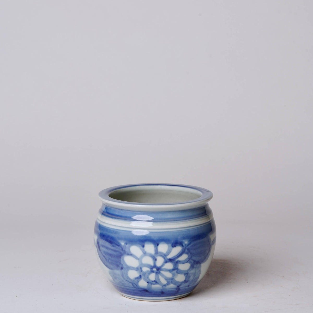 Hand Painted Floral Blue and White Porcelain Small Pot - POS