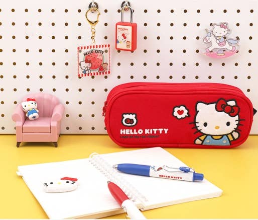 Hello Kitty Cotton Applique Pencil Case Multi Pouch