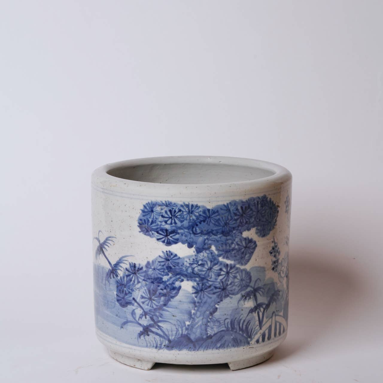 Blue and White Porcelain Three Friends Footed Cachepot