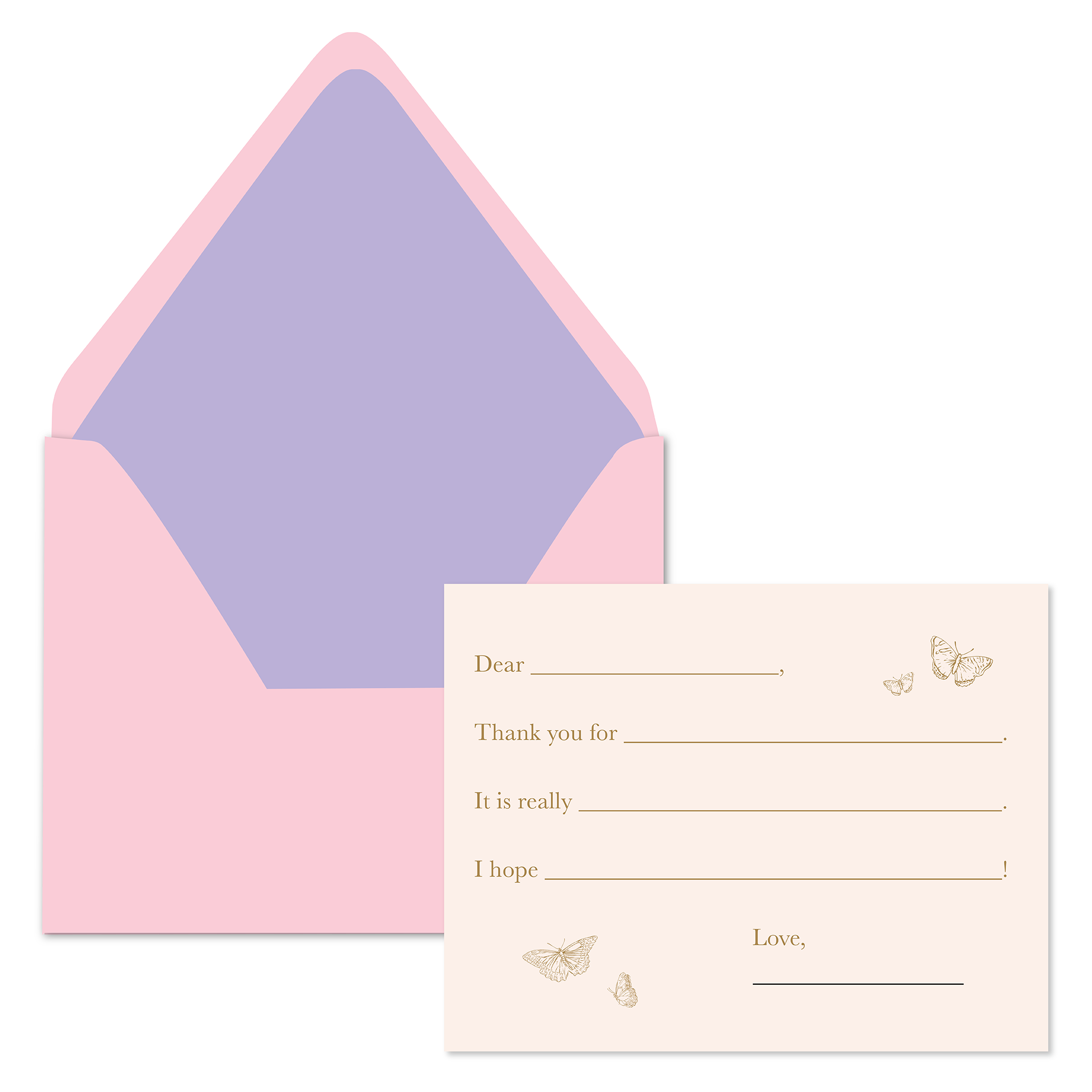 Foil Stamped Stationery Set- Guided Thank You- Pink