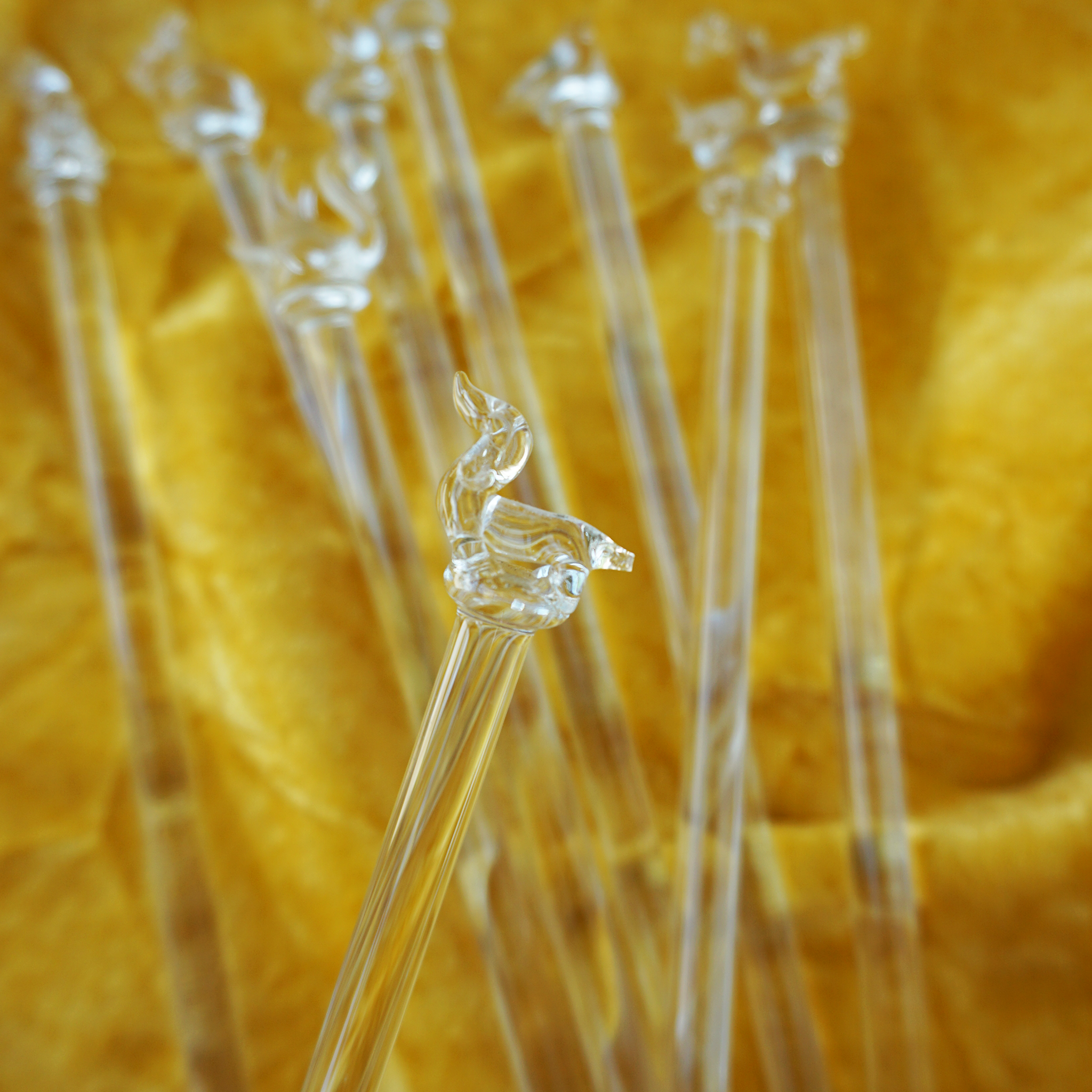 Blown Glass Animals Cocktail Stirrers - Set of 9