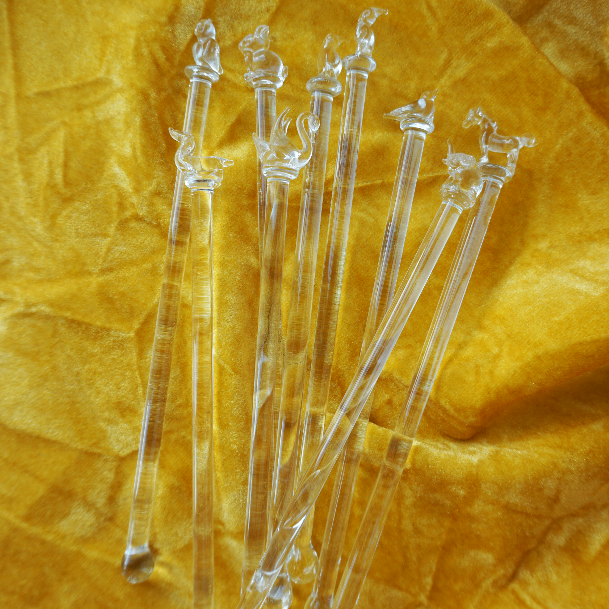 Blown Glass Animals Cocktail Stirrers - Set of 9