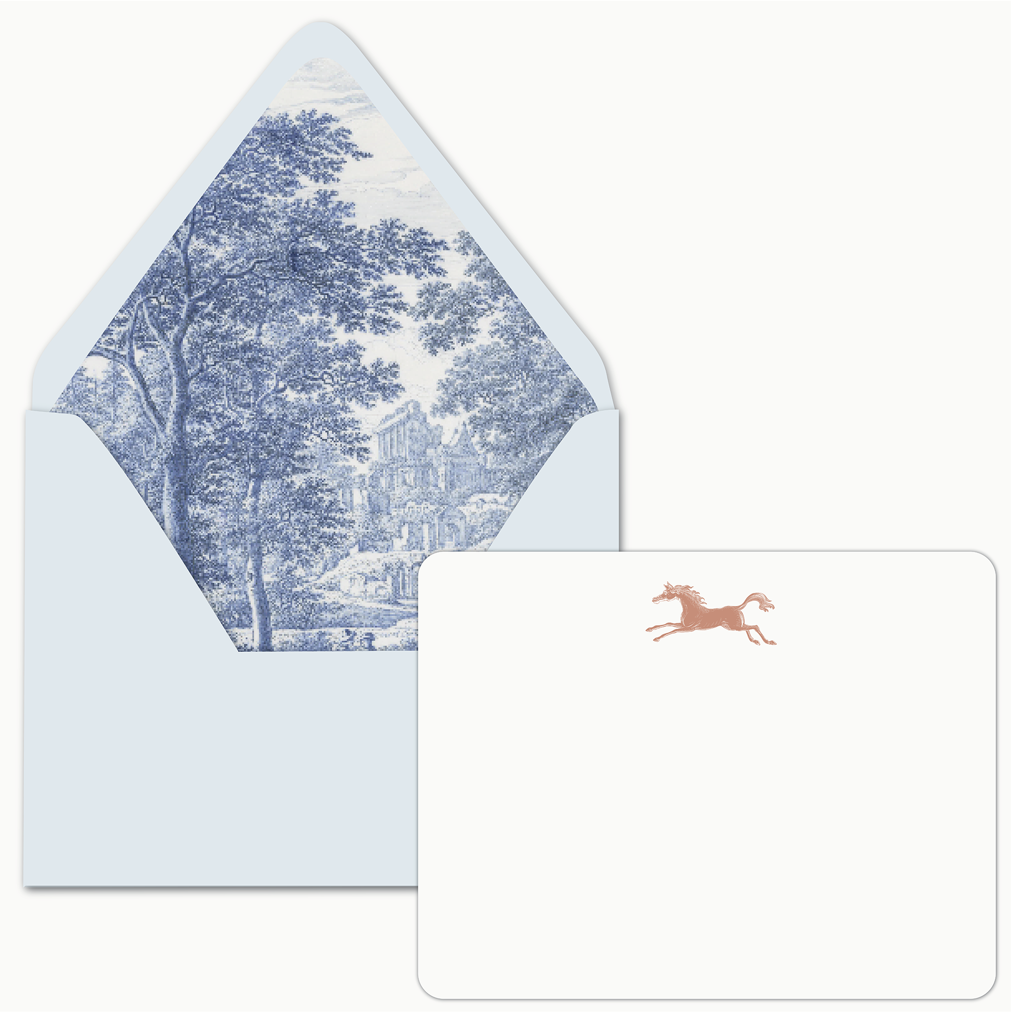 Foil Stamped Stationery Set - Horse Toile