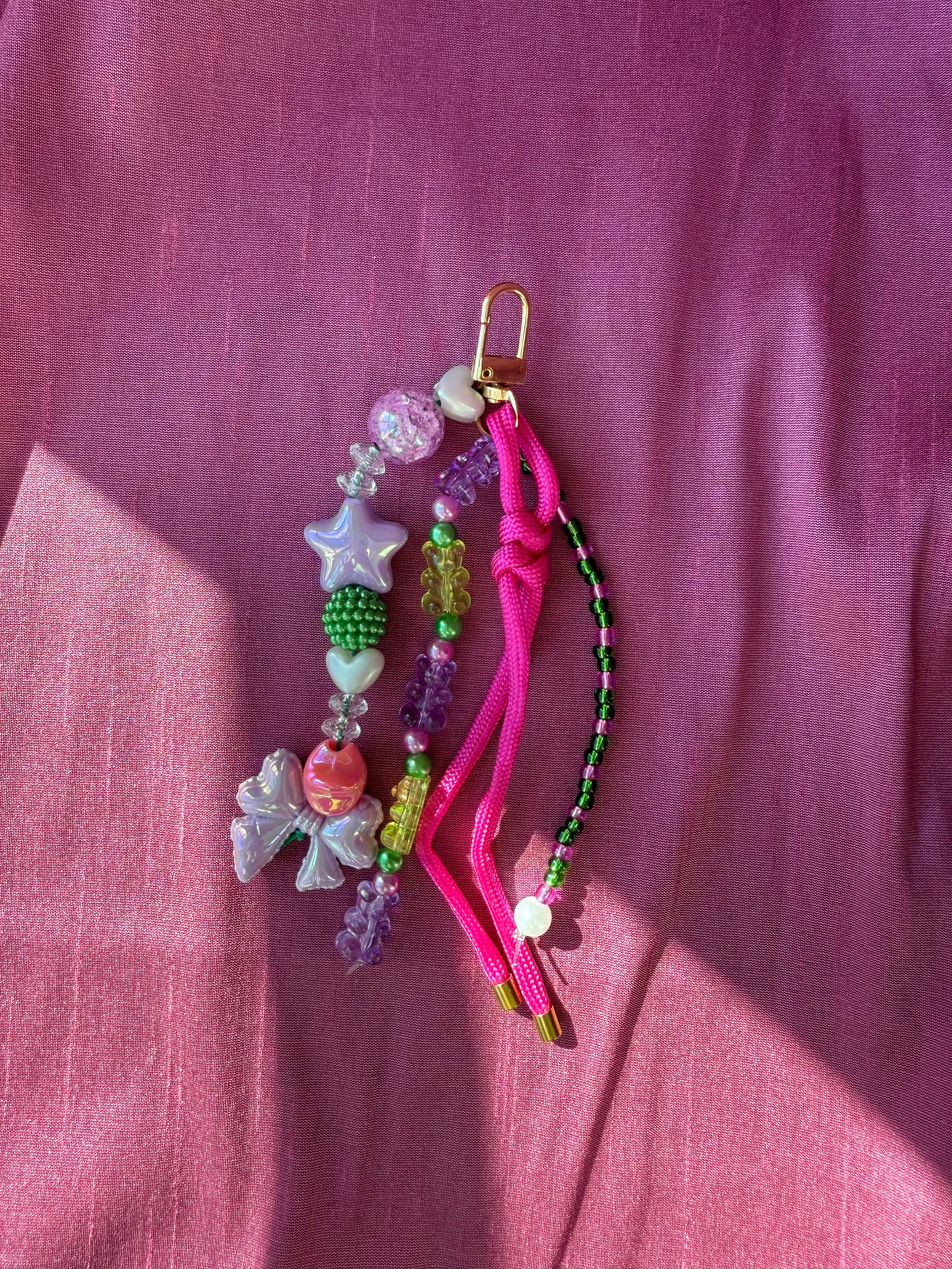 Sweet and Kind Bag Charm - hot pink paracord