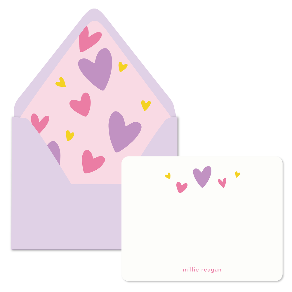 Kids Personalized Stationery - Happy Hearts