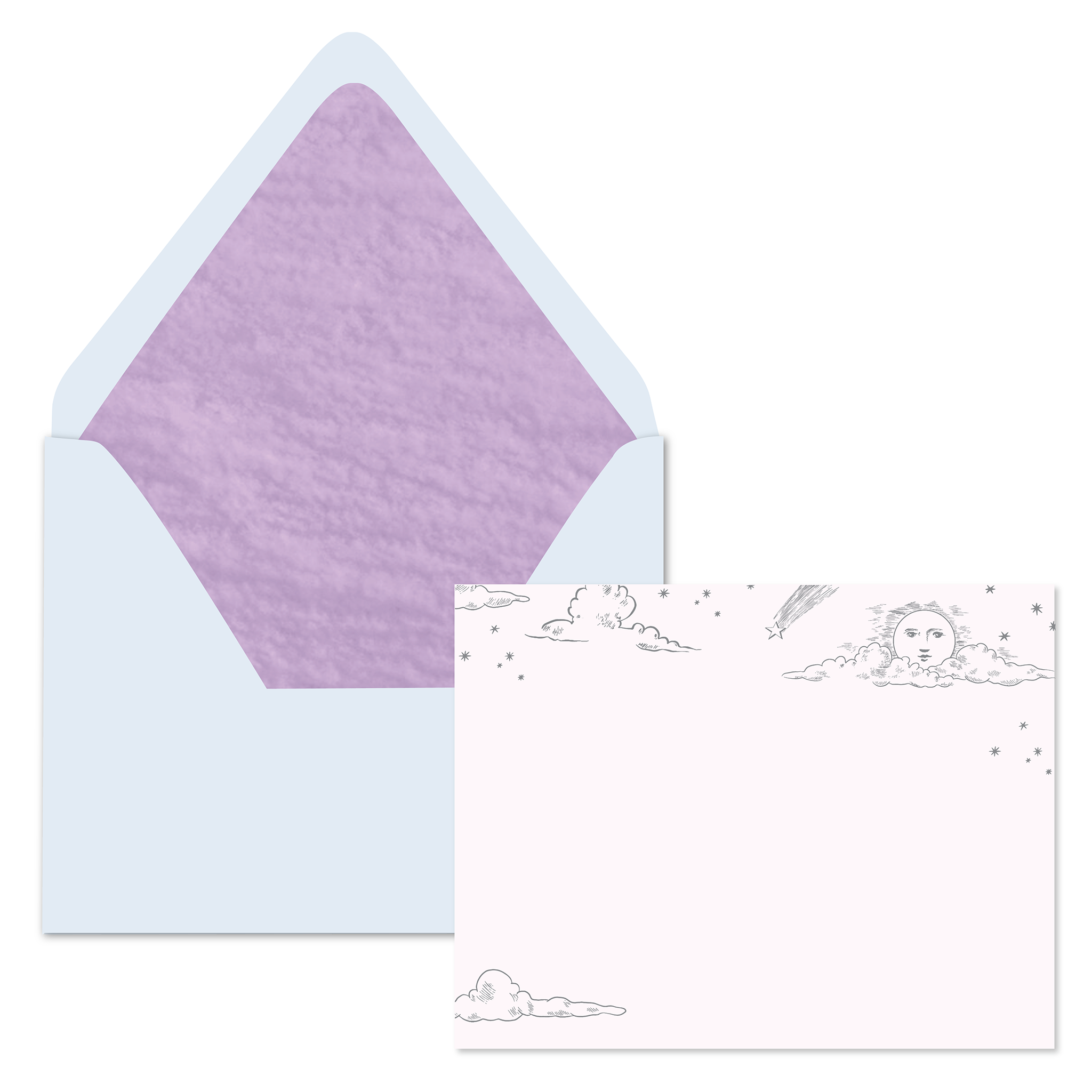 Foil Stamped Stationery Set - Moon and Stars