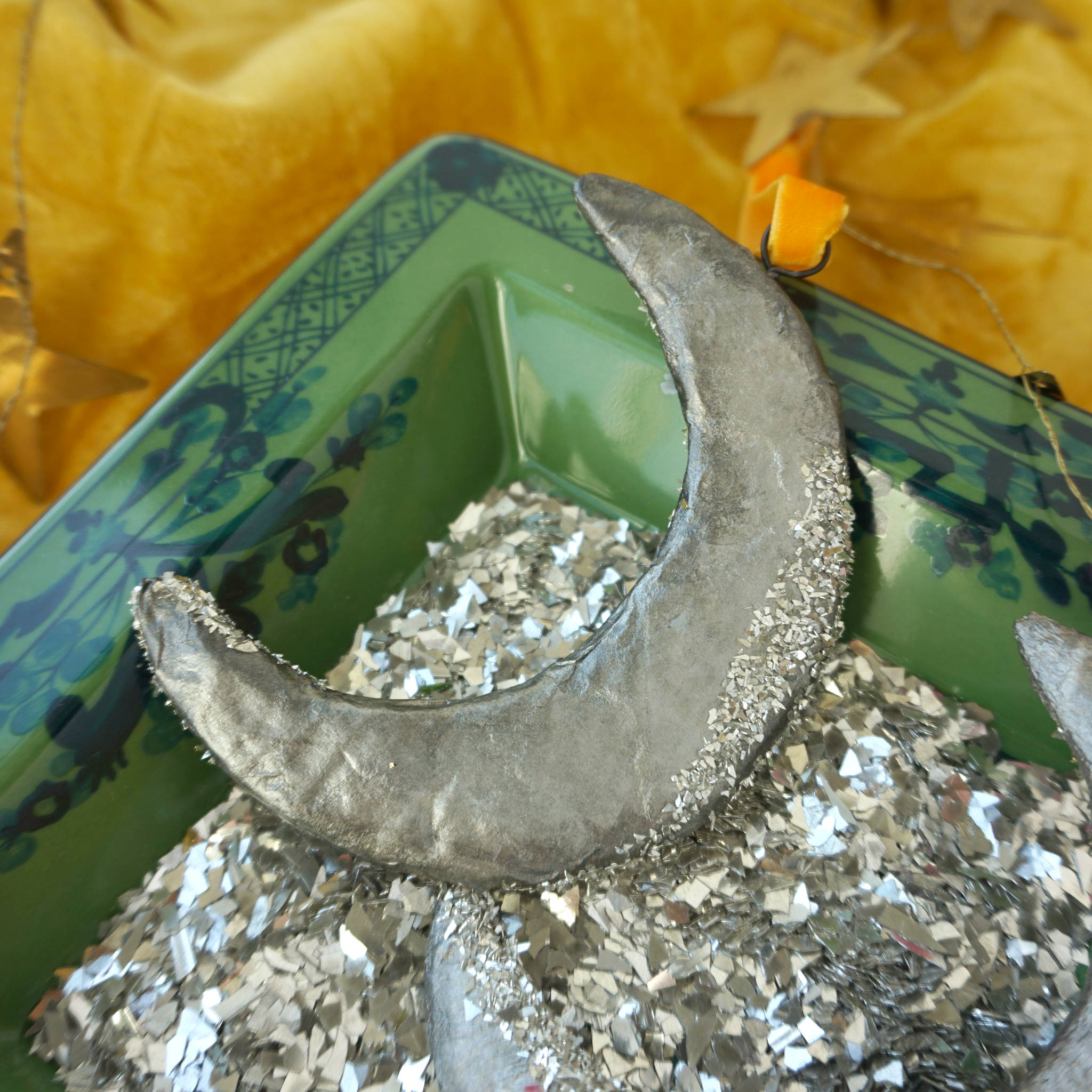 Paper Mache Moon- Silver