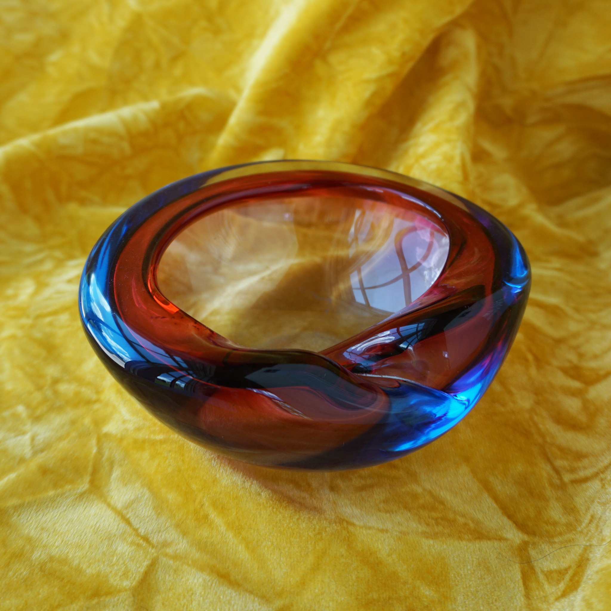 Murano Sommerso Glass Ashtray Bowl