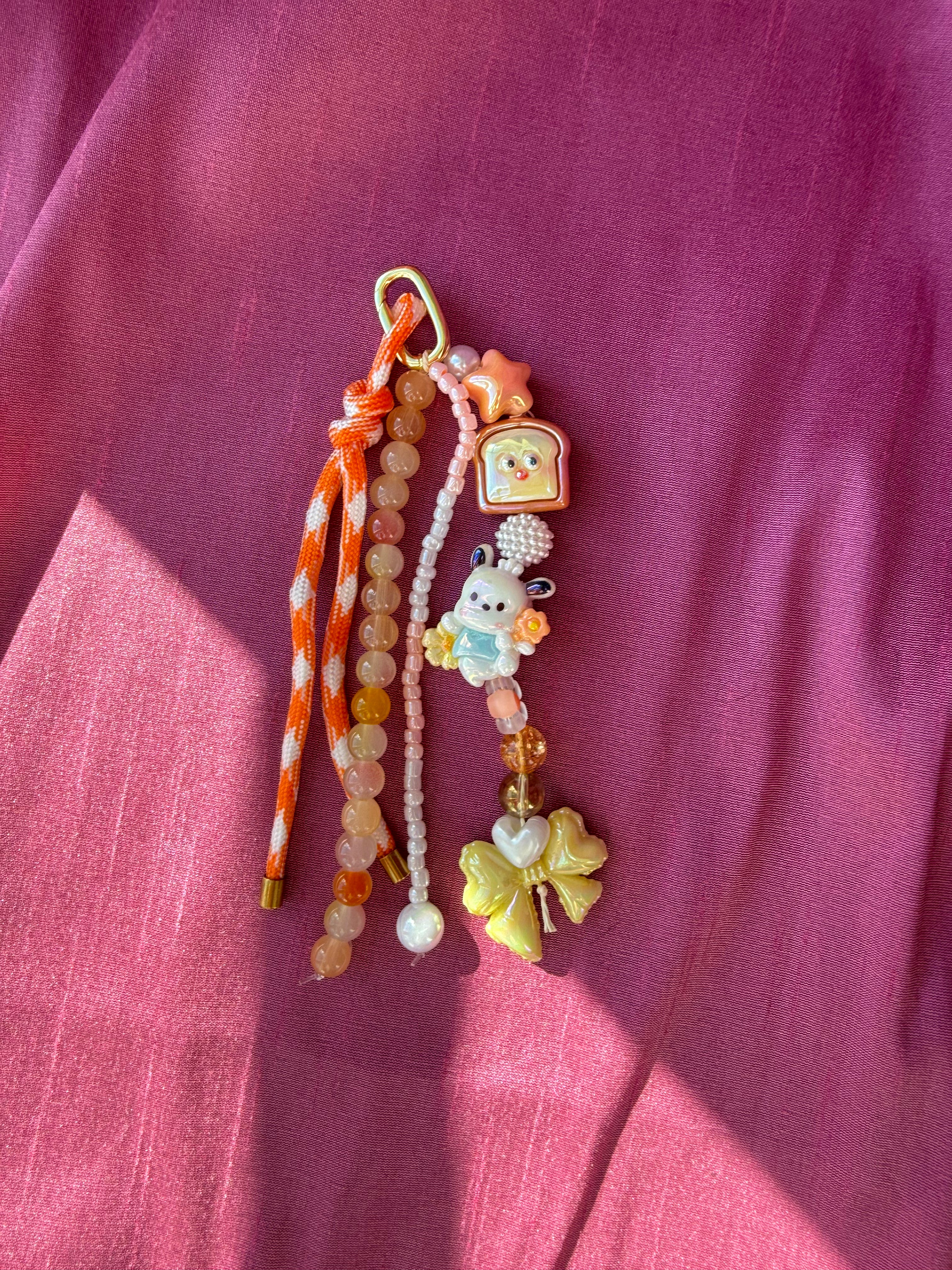 Sweet and Kind Bag Charm - orange and white paracord 2