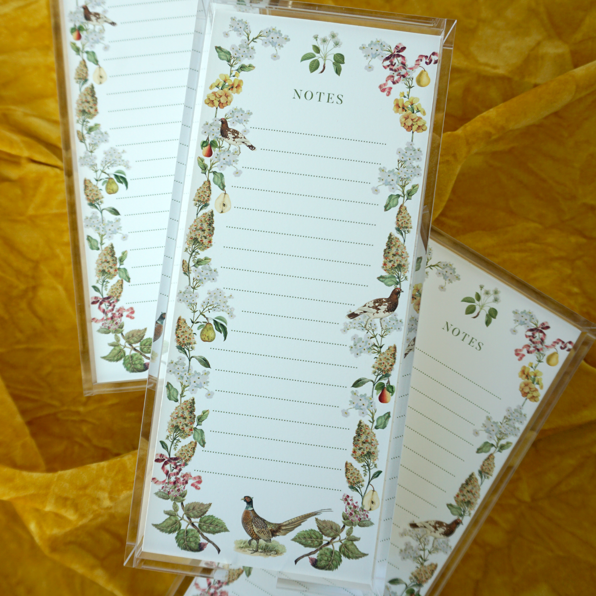 Pheasant Lined Notepad with Acrylic Tray - Rectangle