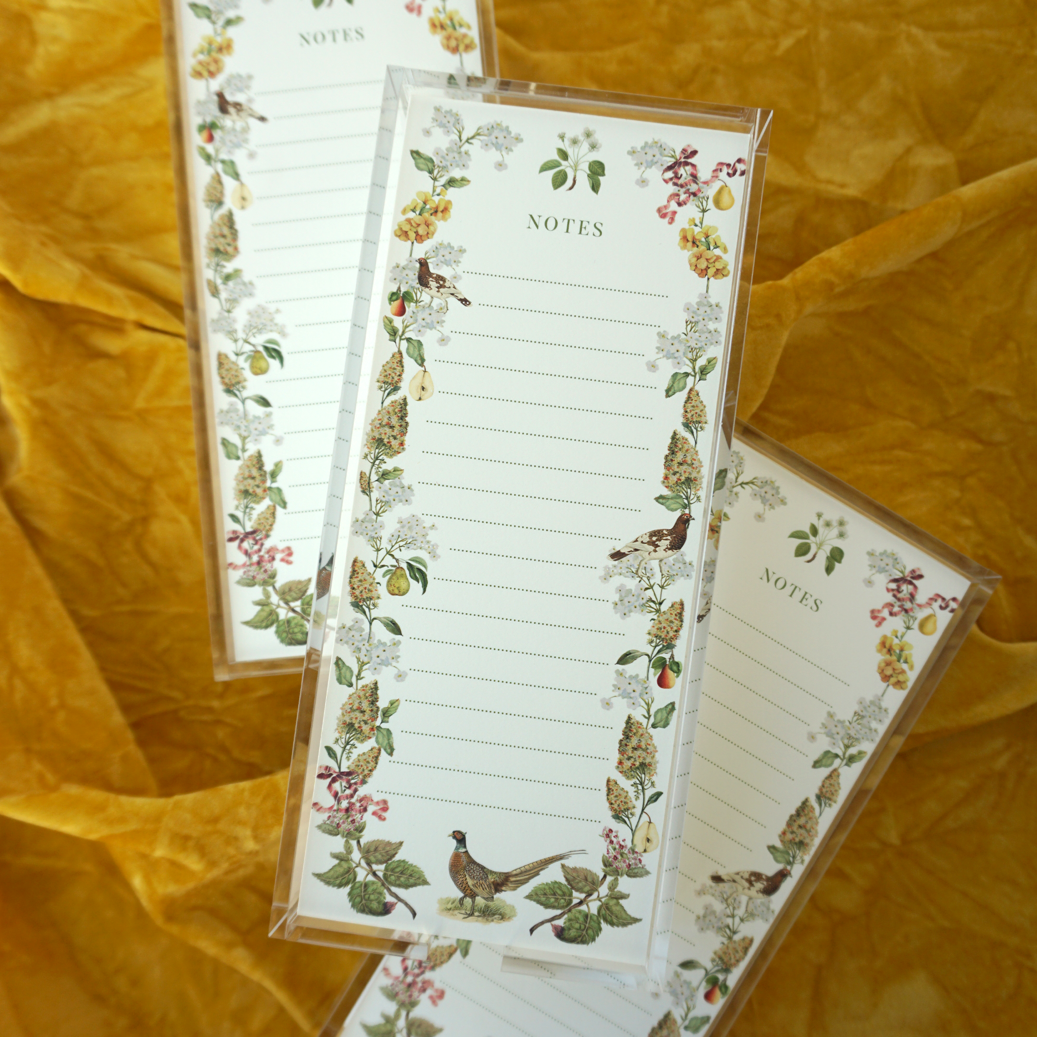 Pheasant Lined Notepad with Acrylic Tray - Rectangle