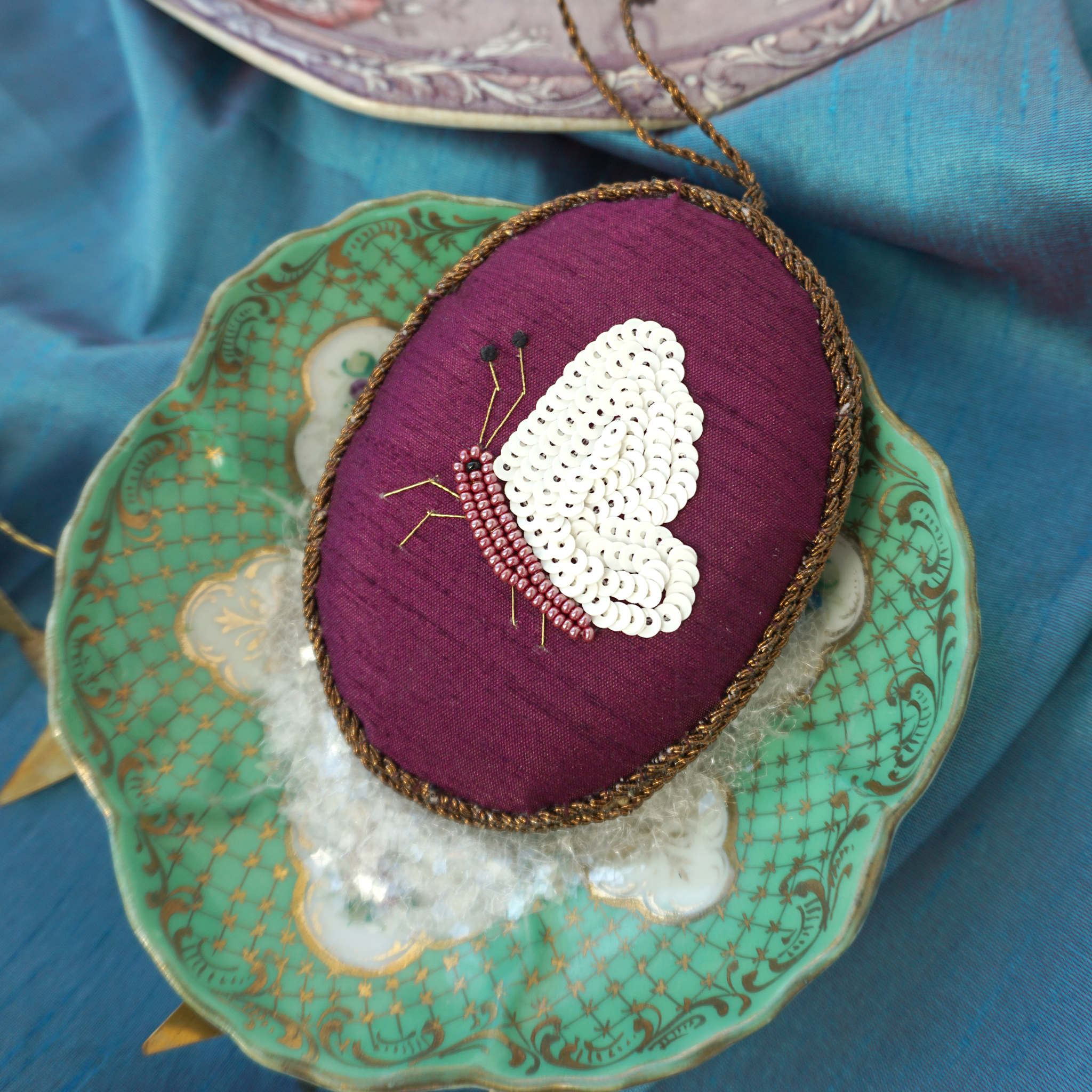 Beaded Butterfly Ornament - Purple