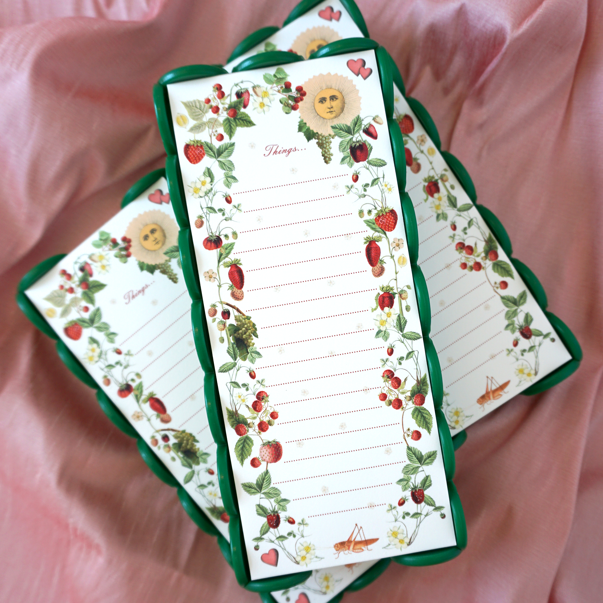 Scalloped Acrylic Tray and Notepad - Sweet Strawberries