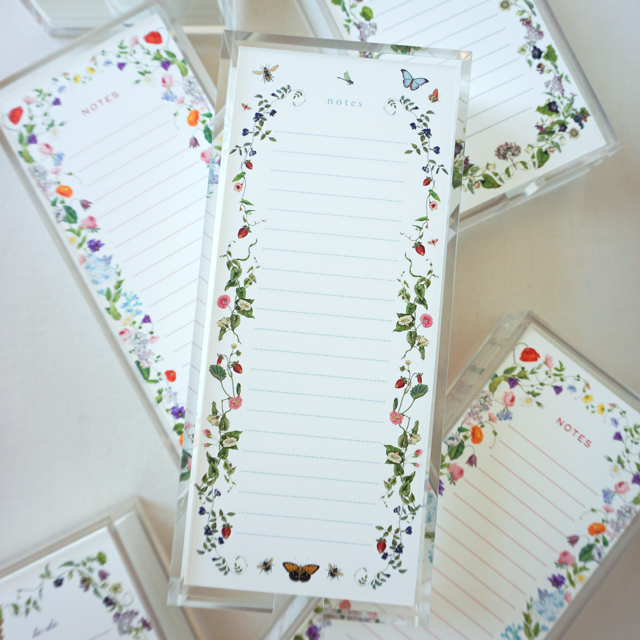 Flora and Fauna Lined Notepad with Acrylic Tray - Rectangle