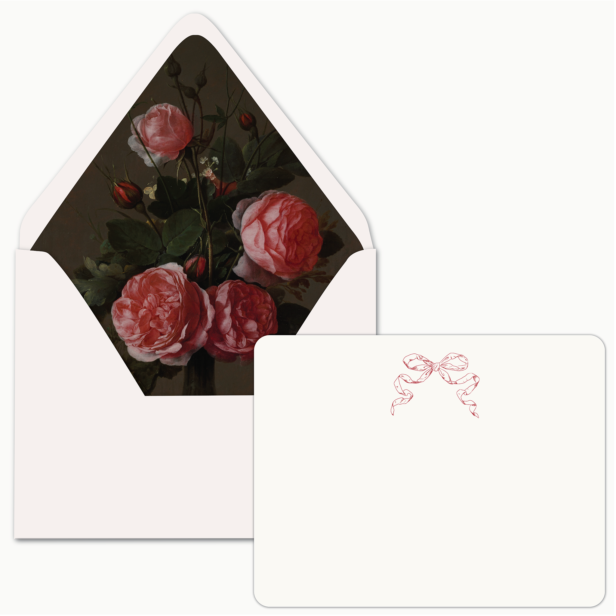 Foil Stamped Stationery Set - Roses and Ribbon